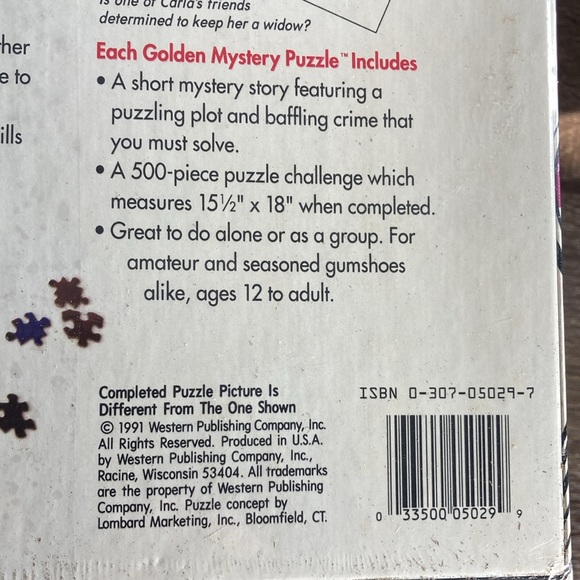 NEW! VTG 1991 500pc Till Death Do Us Part WEDDING MURDER GOLDEN MYSTERY PUZZLE - Picture 5 of 8